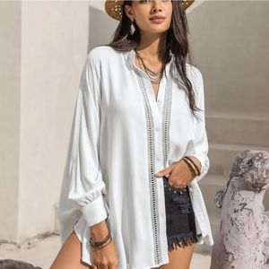 Ivory Lace Affair Button Shirt